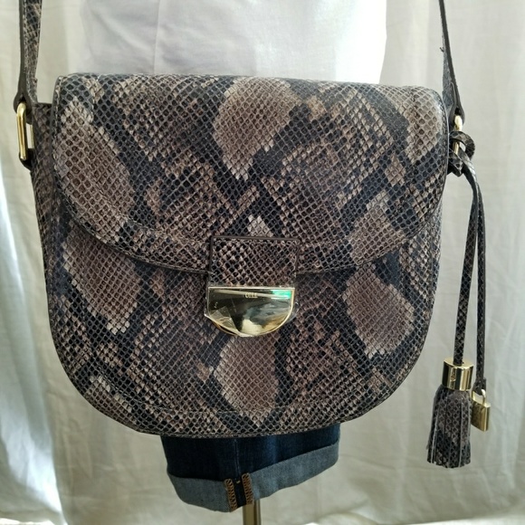 G.I.L.I. Handbags - G.I.L.I  Black Python Saddle Bag